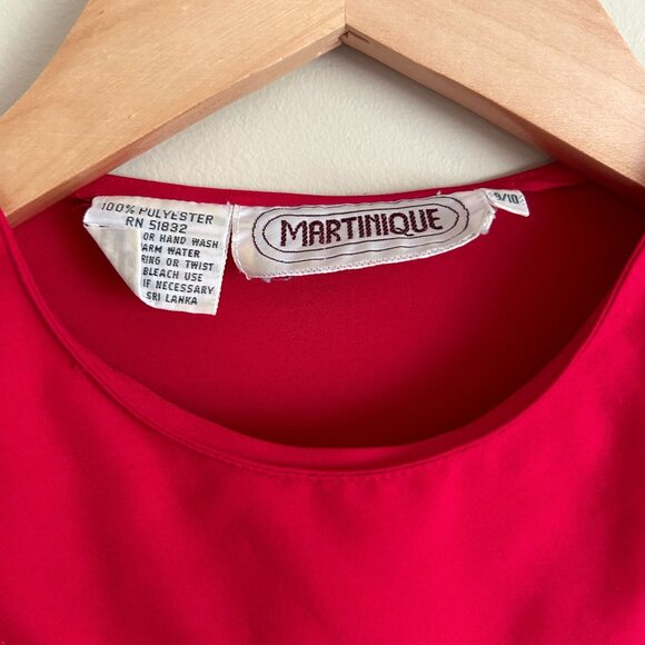 Vintage Red Long-Sleeve Button Shoulder Blouse - Picture 6 of 9